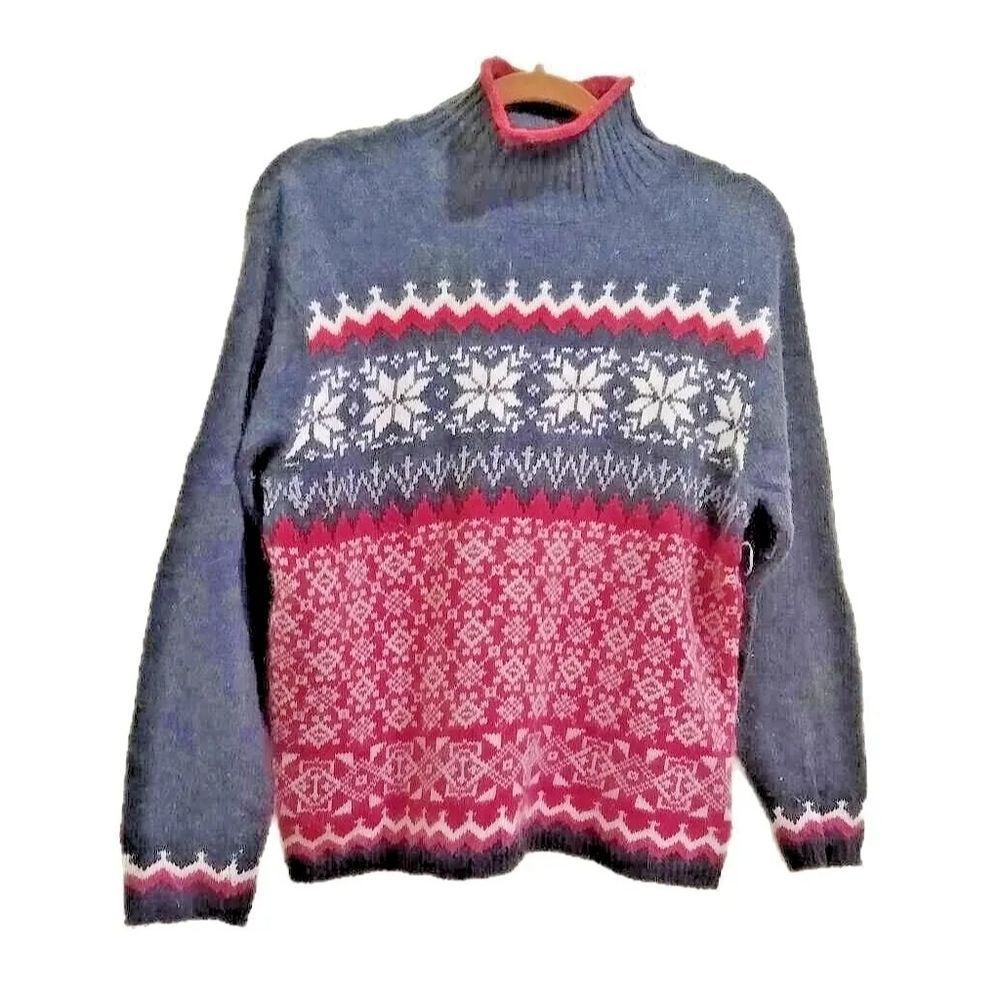 J. J. Poole Sweater  Women's Medium Gray  Snowflake Vintage Sweater